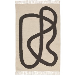 Ferm Living - Lane Kinderteppich, 70 x 105 cm, off-white / chocolate