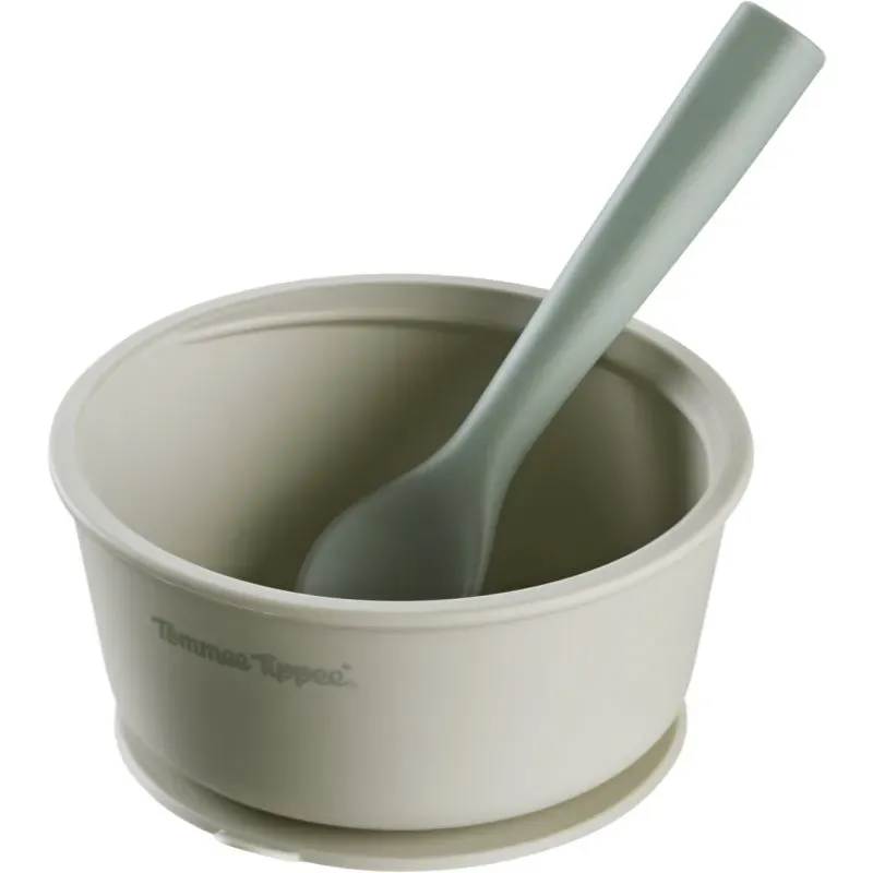 Tommee Tippee EasiStickTM Silicone Bowl & Spoon Silikonschüssel mit Saugnapf 4m+ Green 1 St.