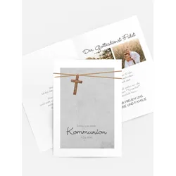 Einladungskarten Kommunion selbst gestalten mit Spruch und Fotos im Onlinedesigner bei Meine-Kartenmanufaktur.de