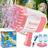 Seifenblasenmaschine Pistole, 69 Löcher Automatische Seifenblasenpistole, Seifenblasen Pistole, Bazooka Bubble Gun Machine, mit 2 Seifenblasenflüssigkeit, Spielzeug für Kinder Outdoor Party Hochzeit