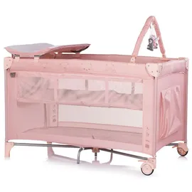 Chipolino Reisebett, Luna 2 Ebenen Wickelauflage klappbar Spielbogen Faltmatratze rosa Kunststoff, 60x120 cm, Babymöbel, Babybetten, Reisebetten