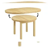 Erst-Holz Runder Tisch Küchentisch Esstisch ausziehbar 103x103x75 Kiefer massiv 90.70-41