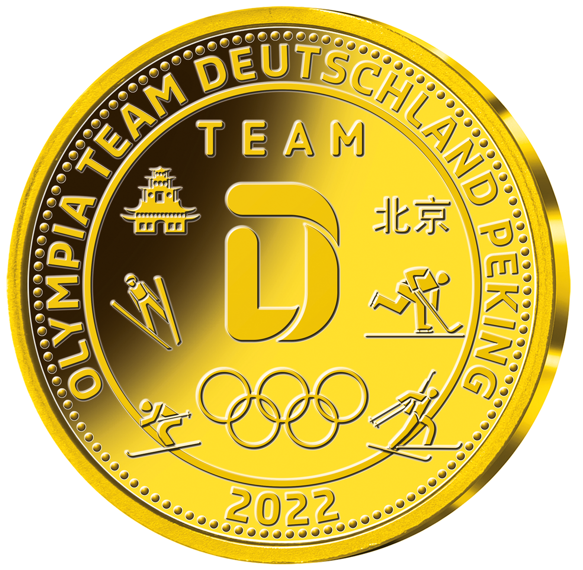 Die einzige offizielle Gold-Gedenkprägung "Team Deutschland in Peking 2022"