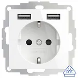 2USB 2U-449276 Unterputz-Steckdose VDE, mit USB, erhöhter Berührungsschutz IP20 Reinweiß, Glanzeff