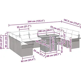 vidaXL Gartenlounge Set 11-tlg. Schwarz