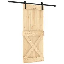 vidaXL Schiebetür rechts 85 x 210 cm Natürlich/Schwarz