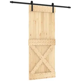 vidaXL Schiebetür rechts 85 x 210 cm Natürlich/Schwarz