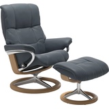 Stressless Relaxsessel STRESSLESS Mayfair Sessel Gr. Leder BATICK, Signature Base Eiche, Relaxfunktion-Drehfunktion-PlusTMSystem-Gleitsystem-BalanceAdaptTM, B/H/T: 92 cm x 103 cm x 79 cm, blau (atlantic blue batick) Lesesessel und Relaxsessel