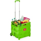 Relaxdays Einkaufstrolley, Klapptrolley mit Rollen & Teleskopgriff, bis 35 kg, Faltbare Einkaufshilfe, Rolltrolley, grün