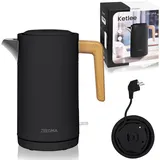 Zeegma KETLEE 1,7 L Kabelloser elektrischer Wasserkocher für Tee und Kaffee, 2200 Watt, Wasserstandsanzeige, automatische Abschaltung, Edelstahl, Modernes elegantes Design (Schwarz)