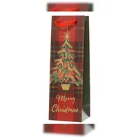 Christmas Decorations Kaemingk Geschenktüte Flasche Weihnachten 12x10x36cm mit Henkel 1 Stück / Grün