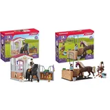 SCHLEICH 42437 HORSE Club Pferdebox mit HORSE Club Tori & Princess & 42438 HORSE Club Waschplatz mit HORSE Club Emily & Luna