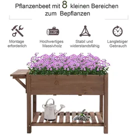 Outsunny Hochbeet mit 8 geteilten Gittern 123 x 54 x 74 cm Braun