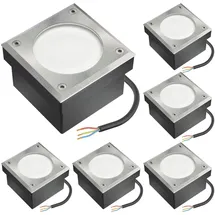 ledscom.de 6x LED Pflasterstein NEOLUM für außen, IP67, eckig, 10 x10cm, inkl. GX53 Leuchtmittel, 56lm, weiß