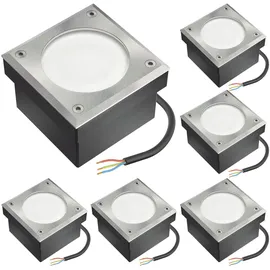 ledscom.de 6x LED Pflasterstein NEOLUM für außen, IP67, eckig, 10 x10cm, inkl. GX53 Leuchtmittel, 56lm, weiß