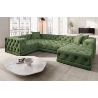 Sofa Dreams Wohnlandschaft Strukturstoff Stoff Polster Sofa Palma U Form Stoffsofa Modern grün