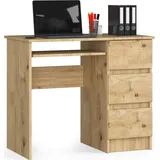 home collective Computertisch Bürotisch mit ausziehbarer Tastaturablage, Laminatplatte mit ABS-Kante, mit 3 Schubladen rechts, 90 x 50 x 77 cm, Artisan Eiche