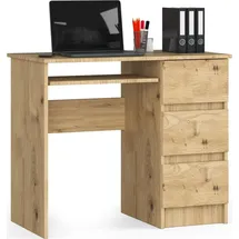 home collective Computertisch Bürotisch mit ausziehbarer Tastaturablage, Laminatplatte mit ABS-Kante, mit 3 Schubladen rechts, 90 x 50 x 77 cm, Artisan Eiche