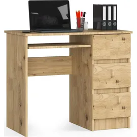 home collective Computertisch Bürotisch mit ausziehbarer Tastaturablage, Laminatplatte mit ABS-Kante, mit 3 Schubladen rechts, 90 x 50 x 77 cm, Artisan Eiche
