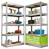 Juskys Lagerregal Basic 2er Set 180x90x40 cm - 2 Jahre Gewährleistung - mind. 14 Tage Rückgaberecht - Metall 90x180x40 Freizeit, Heimwerken, Werkstatt
