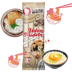 Mr. WANG Udon Nudeln 300g (getrocknet, natürliche Zutaten, Vegan) Japanische Weizennudeln für Suppen, Salaten, Bowls & Wok-Gerichte