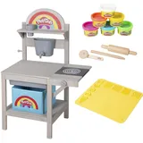 roba x Play-Doh Spielküche aus FSC-zertifiziertem Holz - Inkl. 3D-Kreativmatte, 6 Knetdosen, Werkzeugen, Aufbewahrungsbox & Spielwanne - Ideal für Indoor & Outdoor - Ab 3 Jahren