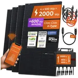 Solarway® Balkonkraftwerk 2000W komplett Steckdose - neuester 2000W Wechselrichter - Solaranlage Komplettset - 500W bifaziale Solarmodule & Envertech & Zubehör