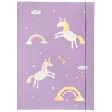 Folia 69013 - Sammelmappe A3 Hot Foil Magic Unicorns, aus stabilem Karton mit Gummiband