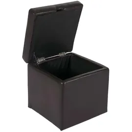 Mendler Sitzwürfel Aufbewahrungsbox mit Deckel Leder + Kunstleder 45 x 44 x 44 cm Braun