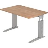 Hammerbacher US12 höhenverstellbarer Schreibtisch nussbaum rechteckig, C-Fuß-Gestell silber 120,0 x 80,0 cm
