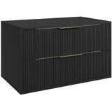 Badplaats Waschbeckenunterschrank Rimini 2 Schubladen 80 x 46 x 46 cm Schwarz Matt