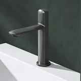 mai & mai Armatur Bad Wasserhahn Badezimmer Waschtischarmatur Einhebelmischer Mischbatterie Bad aus Messing mit Wassersparfunktion Grau 20,9cm hoch DIN-Anschlüsse WAO-1190
