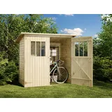 Alpholz Gerätehaus Zimowit aus Massiv-Holz, Gerätehaus mit 14 mm Wandstärke, Garten Holzhaus inklusive Montagematerial, Geräteschuppen 194 x 118 cm, Pultdach