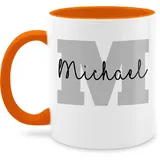 Tasse Tassen 325ml - Anfangsbuchstabe - Anfangsbuchstaben Name - Persönliches Geschenk Personalisiert mit Namen bedrucken Initialen Personalisierte Custom Buchstabe Wunschname - 325 ml - Orange