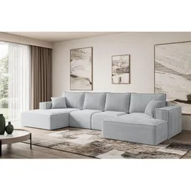 altdecor Eckcouch Cord 6-Sitzer Grau