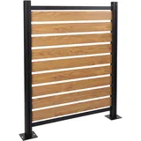 Alu Mülltonnen-zaun Hhg-568, Basiselement Mülltonnenverkleidung, Holzoptik Erweiterbar 130x110x6cm Hellbraun