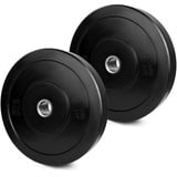 wuuhoo® olympische Hantelscheiben Bruce 50mm, Bumper Plates aus Vollgummi stoßabsorbierend, 2er Set Gewichte für Langhantel Schwarz, Hanteltraining- Fitnessgerät für Zuhause 2 x 20 kg