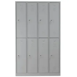 PROREGAL Garderobenspind Camel | 8-Fächer| HxBxT 195x117x50 cm | Zylinderschloss | Grau