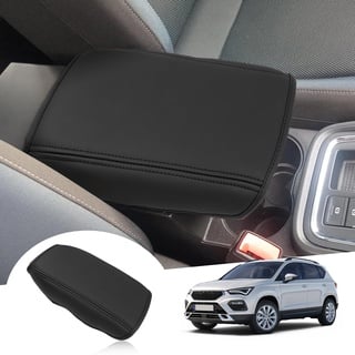 GAFAT Seat Ateca FR Facelift/Cuprα Ateca 2017-2023 2024 Mittelarmlehne Abdeckung, Seat Ateca 2021 Mittelkonsole Armlehne Schutz Armlehnenbezüge, Leder Polster, Seat Ateca Zubehör (Schwarz1)