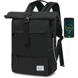 TANTOMI Rucksack Damen Groß, Laptop Rucksack Herren, Unisex Tagesrucksäcke Rolltop Rucksack Wasserdicht, Reiserucksack Lässiger Backpack Schule Freizeit Uni Arbeit Wandern