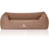Knuffelwuff Hundebett Leano Orthopädisch Velours Übergröße XXXL 155 x 105cm Hellbraun