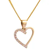 HOPLO Kreuzanhänger Anhänger Herz Zirkonia 333 Gold mit vergoldeter Silberkette 55 cm, Made in Germany 55 cm Unisex