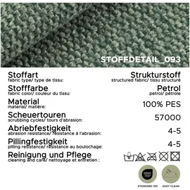 xonox Ecksofa Strukturstoff L-Form 3-Sitzer Petrol
