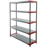 Proregal Kunststoffregal Grey Bear Tall HxBxT 180 x 140 x 46 cm Fachlast 70 kg Grau/Rot
