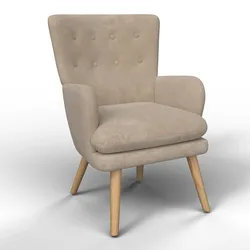 Ohrensessel Stanka Beige Webstoff