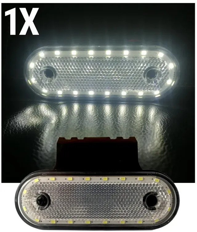LED-Dioden-Positions-/Markierungsleuchte mit Halterung, weiß, 20 Dioden, 12V–24V für Lkw, Bus, Kleintransporter, Anhänger, Prits