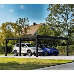 Palram - Canopia Oslo 2020 | Aluminium Doppelcarport | Flachdach | Schwarz | 6x6 m