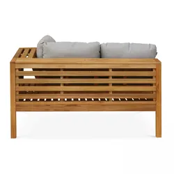 Oviala Business Niedriges gerades Gartensofa aus Eukalyptusholz taupe
