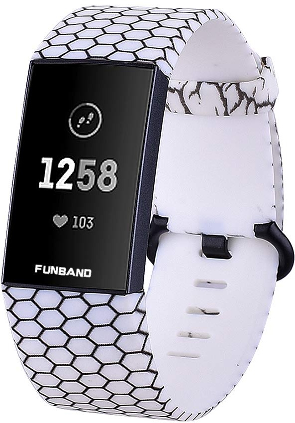 FunBand Kompatibel mit Armband Fitbit Charge 3 Charge 4,Einzigartig Elegant Einstellbar Silikon Sport Wrist Strap Band Armbanduhr Uhrenarmband Schlaufe Armbänder für Charge 4 Charge 3 Smartwatch