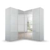 Rauch Quadra Eckschrank inkl. Türendämpfer, mit Glas-/Spiegeltüren grau 4-trg. Spiegel, 2 Kleiderstangen, 12 Einlegeböden, BxHxT 181x210x187 cm